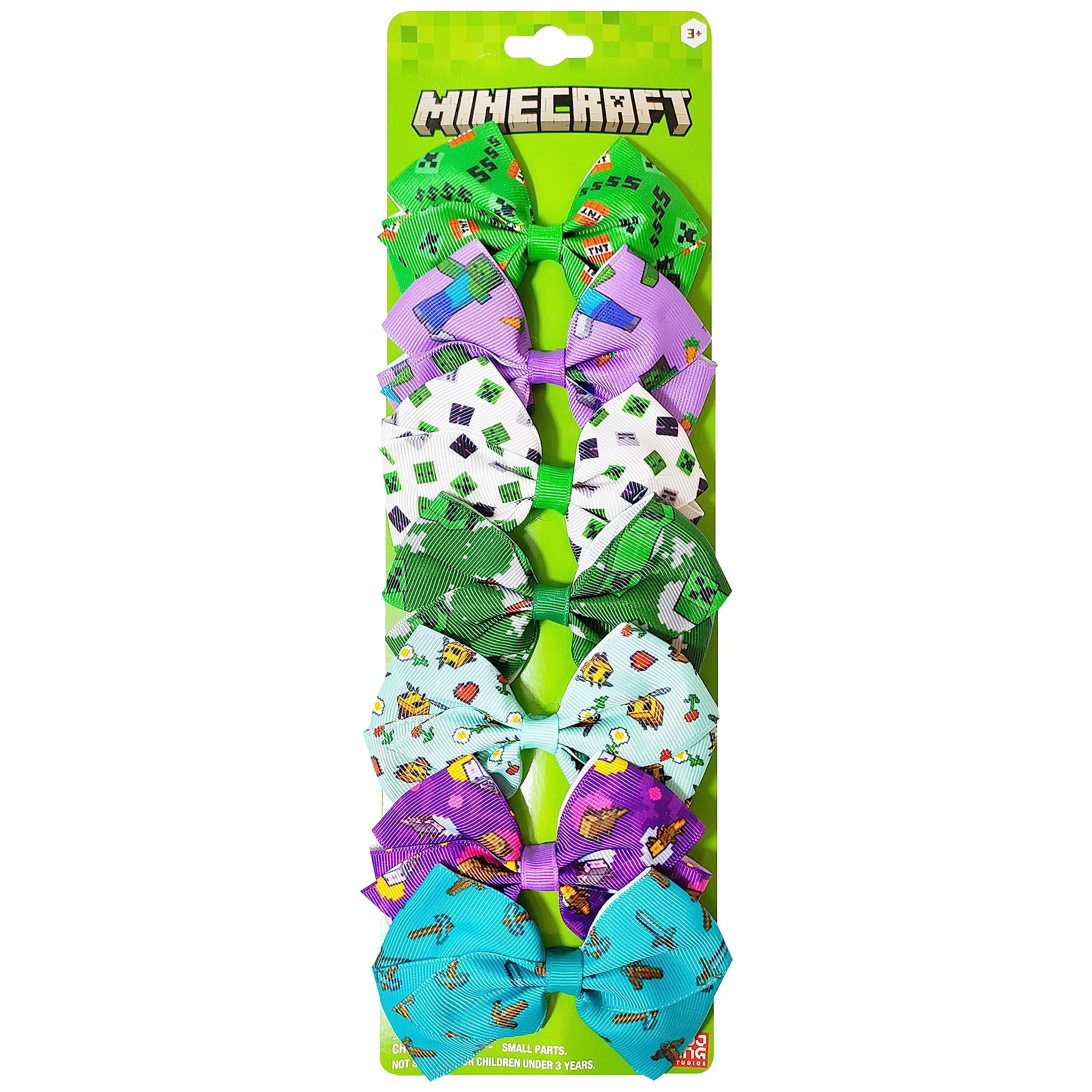 LUV HER Minecraft Kids Hair Bows - 7 Pcs 4 Inch Bundle - Hair Accessories Gift Set - Hair Bows for Kids - Multicolor Hair Clip with Alligator Clip - Ages 3 + - LuvHer Shop