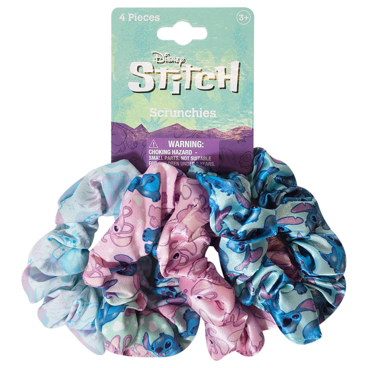 Disney Stitch Scrunchies for Girls of All Ages - 4 Large Hair Scrunchies