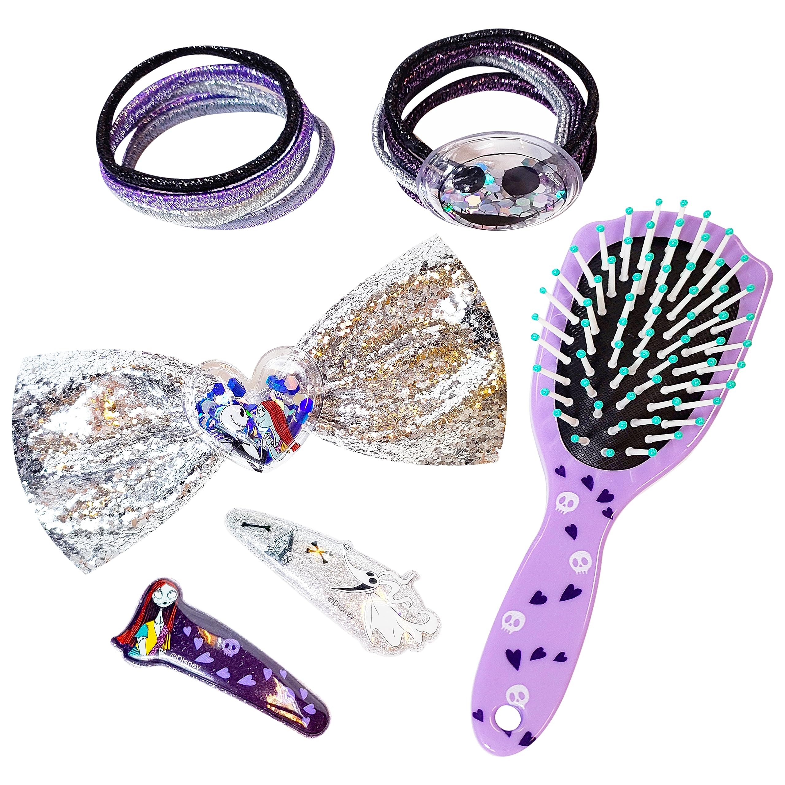 Nightmare Before Christmas Hair Accessory Set (Brush, Bow, PVC Snaps, Lurex Elastics) - LuvHer Shop