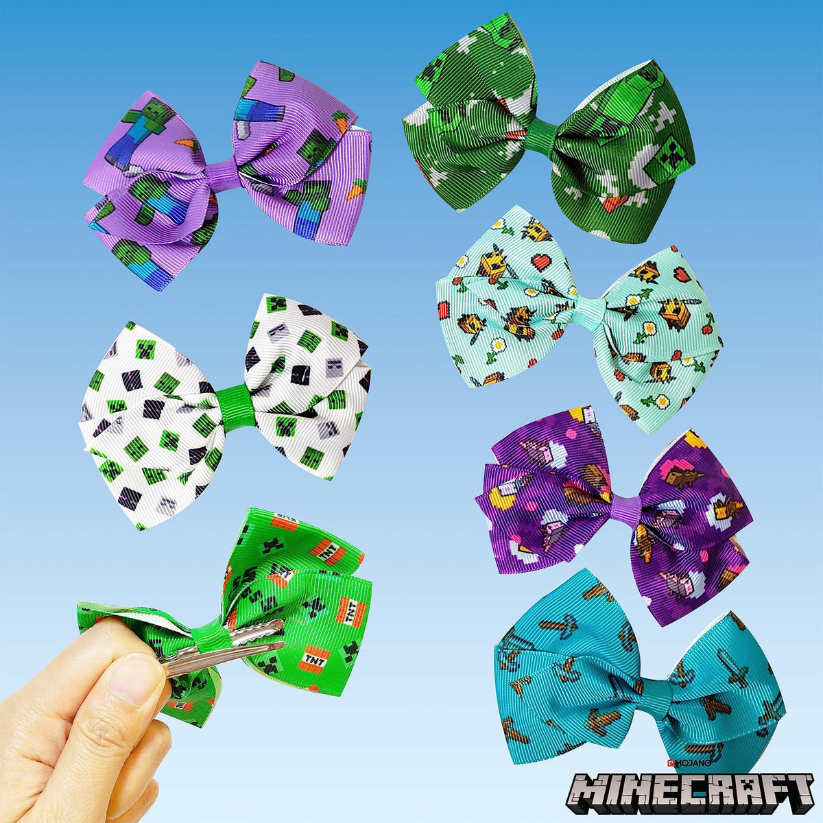 MINECRAFT Kids Hair Bows - Hair Accessories Gift Set