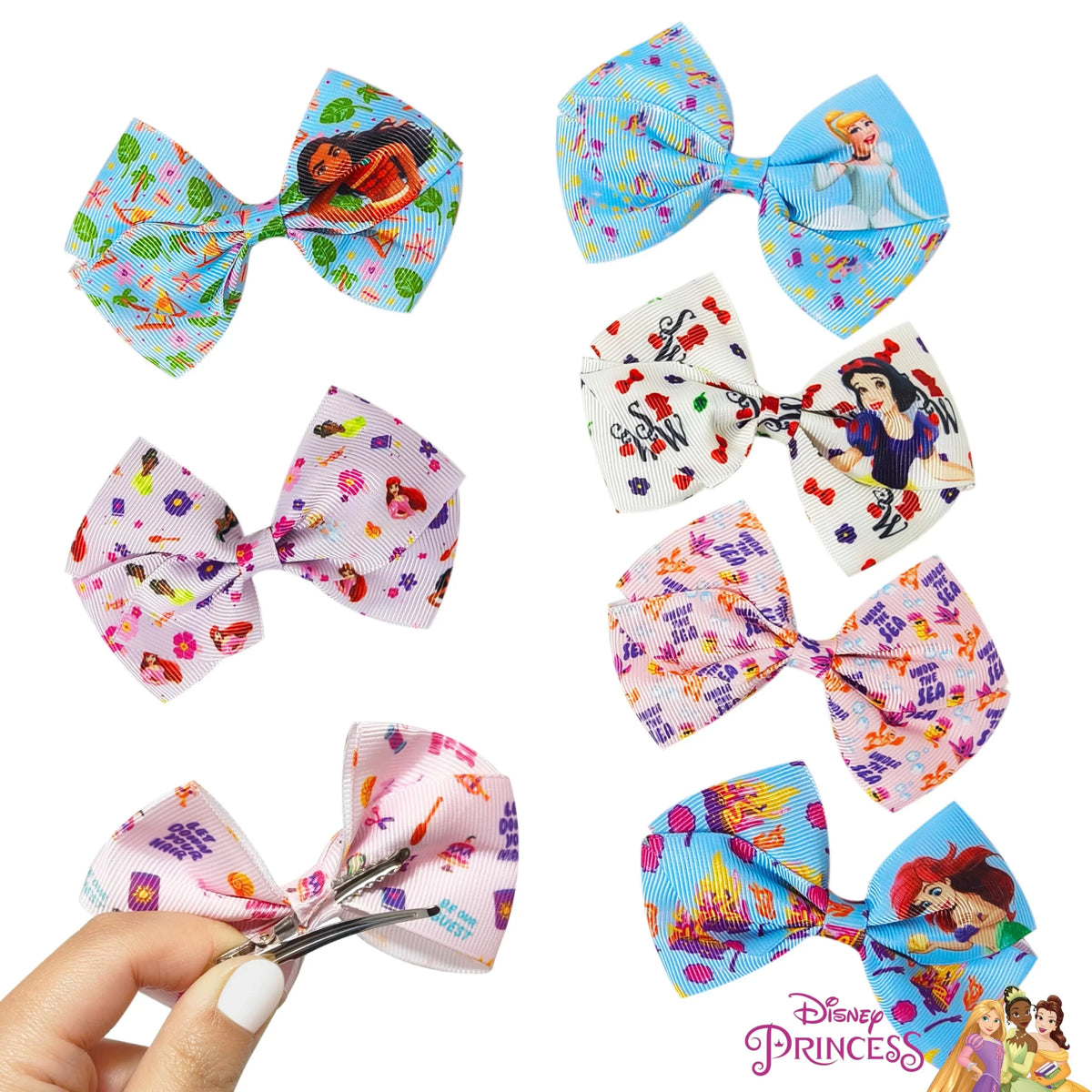 Disney Princess Printed Girls' Hair Bows - 7 Pack
