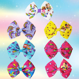 XOMG POP Bows - Hair Accessories Gift Set - Princess Hair Bows - 7 Pcs 4 Inch Bundle - Hair Bows for Girls - Different princess on each clip - Alligator Clip - Ages 3 + - LuvHer Shop