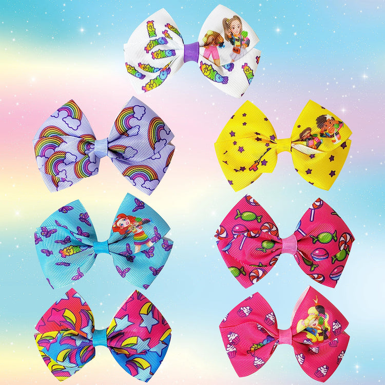 XOMG POP Bows - Hair Accessories Gift Set - Princess Hair Bows - 7 Pcs 4 Inch Bundle - Hair Bows for Girls - Different princess on each clip - Alligator Clip - Ages 3 + - LuvHer Shop