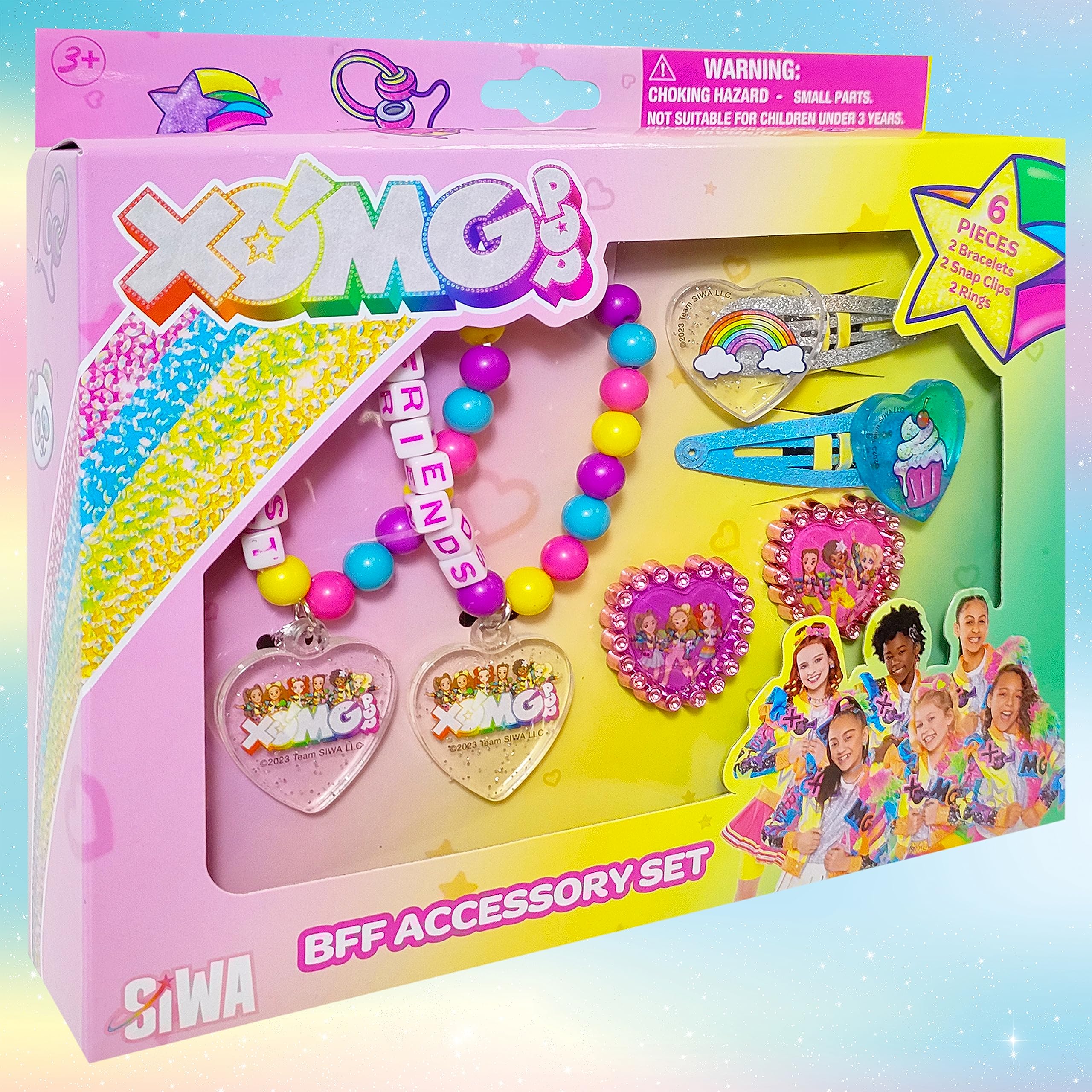 LUV HER XOMG POP Girls BFF 6 Piece Toy Jewelry Box Set with 2 Rings, 2 Bead Bracelets and Snap Hair Clips Ages 3+ - LuvHer Shop