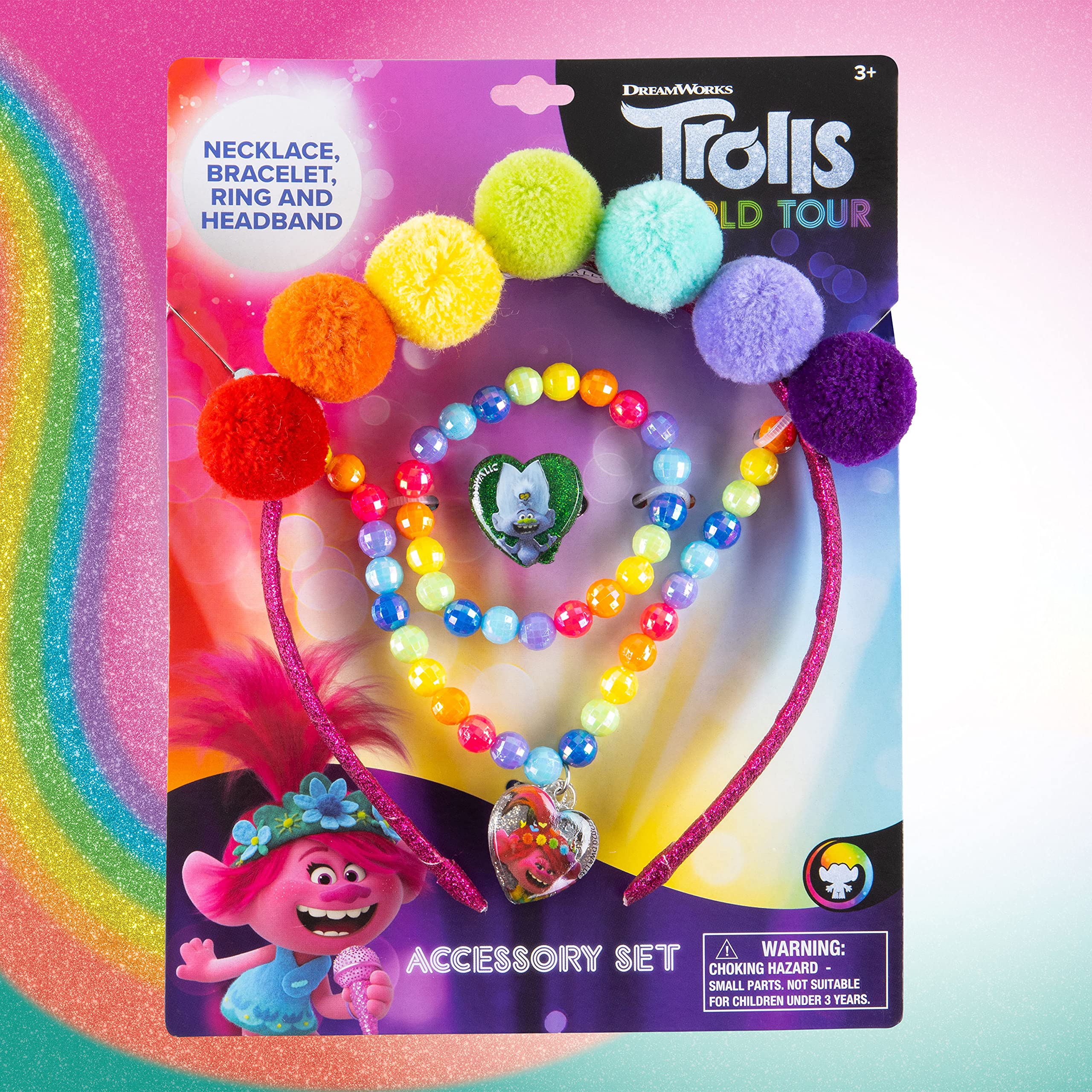 LUV HER Kids' Trolls World Tour Accessory Set for Girls - Jewelry Kit for Birthday Gifts, Party Favors, Play Accessories - Necklace, Bracelet, Ring, Headband, For Ages 3 years and Up - LuvHer Shop